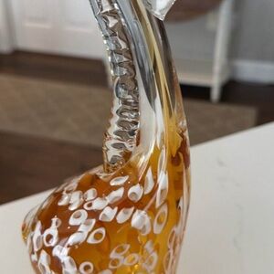 Murano Amber and Clear Glass Sculpture